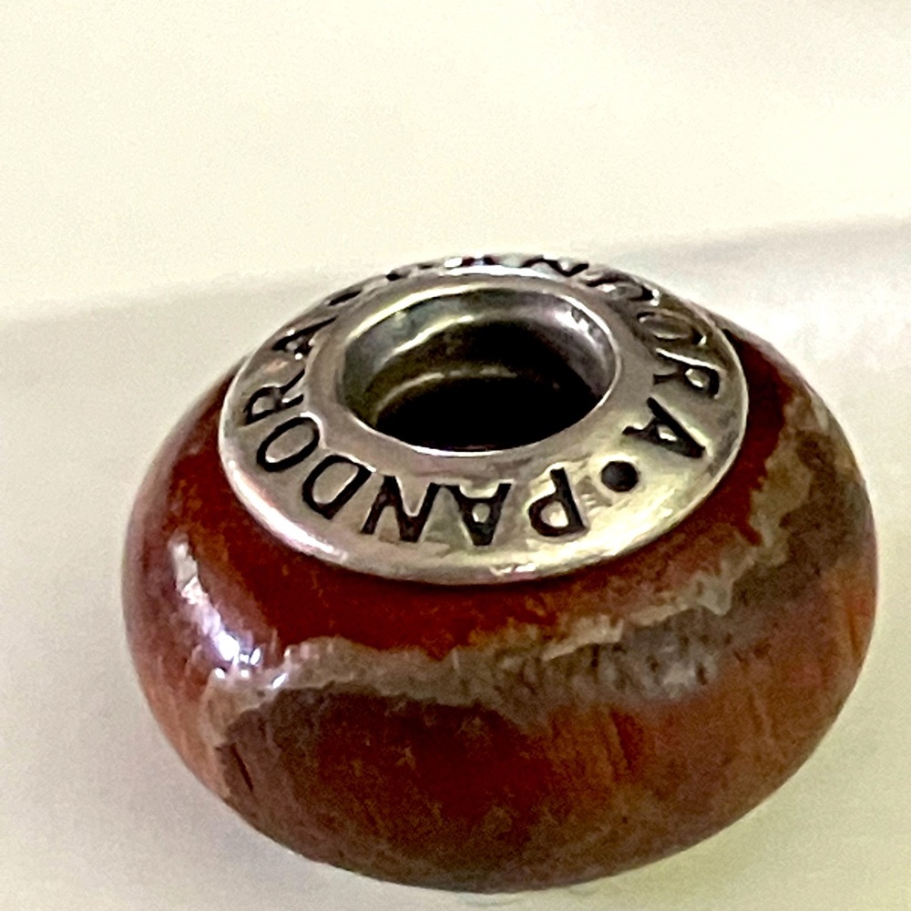 Retired Pandoras brown and sterling silver bead